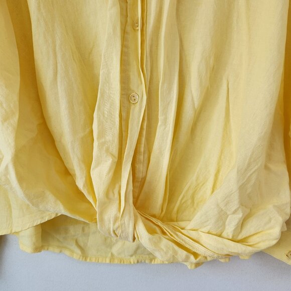 YFB Young Fabulous & Broke Linen Blend Butter Yellow Blouse Top Shirt Women's M - Picture 4 of 5